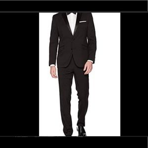 Classic Kenneth Cole Slim Fit Stretch Black Tuxedo and J. Ferrar Tuxedo Shirt.